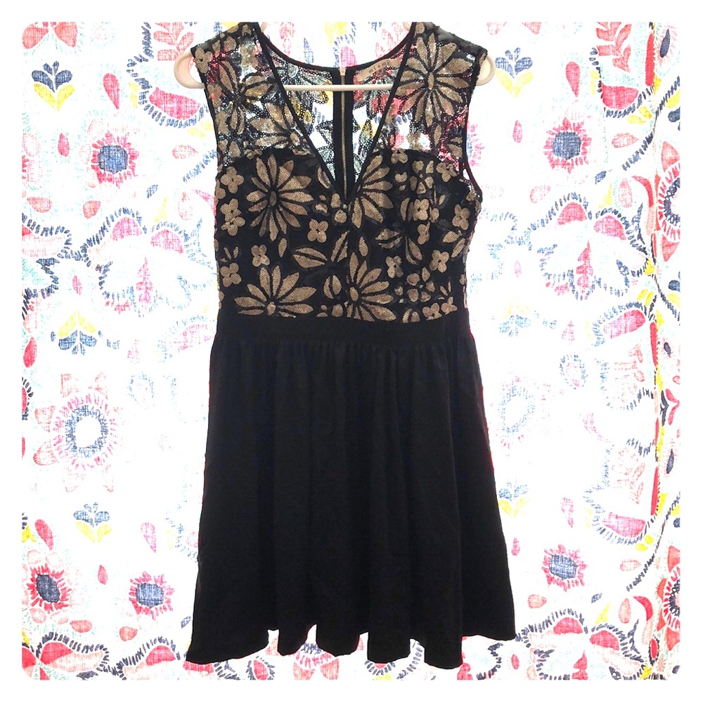 Francesca’s Black and Gold Party Dress